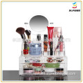 Factory direct supply popular deluxe design beautyful shape clear acrylic makeup organizer with the cover